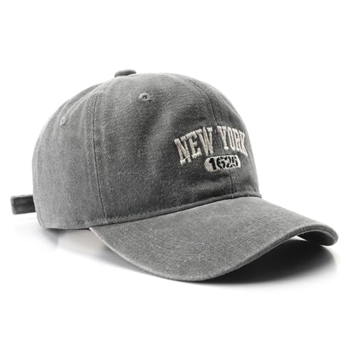 Image of New York Hat Washed Baseball Cap Unisex Sun Hat Adjustable Trucker Cap