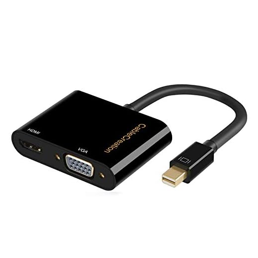 Mini DisplayPort to HDMI VGA Adapter, CableCreation 2 in 1 Mini DP Hub (Thunderbolt 2) Converter Compatible with MacBook Pro, iMac, HDTV, Projector, 4K UHD Monitors, Black