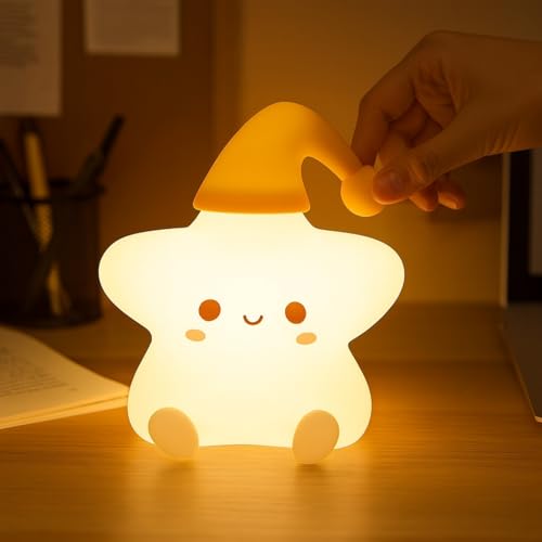 TOYTONIC Silicone Star Night Lamp | USB Rechargeable 7-Color LED with Touch Control | Dimmable Bedside Nightlight for Kids Bedroom, Baby Nursery, Room Décor & Diwali Gift