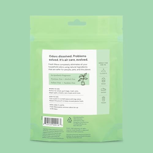 fresh wave odor eliminating amp deodorizing packs bag of 6 - safer odor relief for small spaces natural plant-based odor eliminator odor absorbers for home