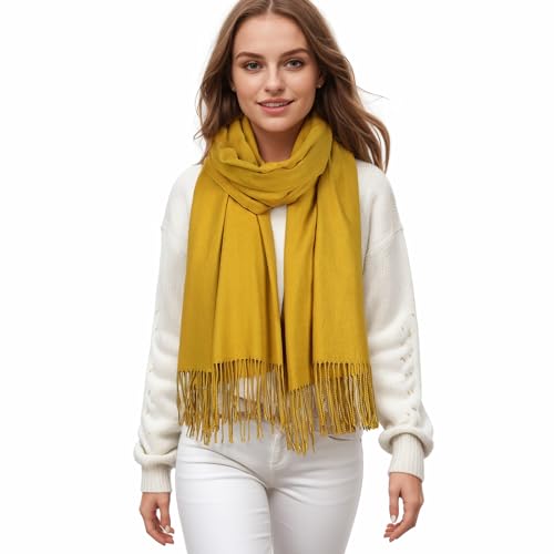Étole pashmina jaune grand format, cadeau idéal pour mariage - 2