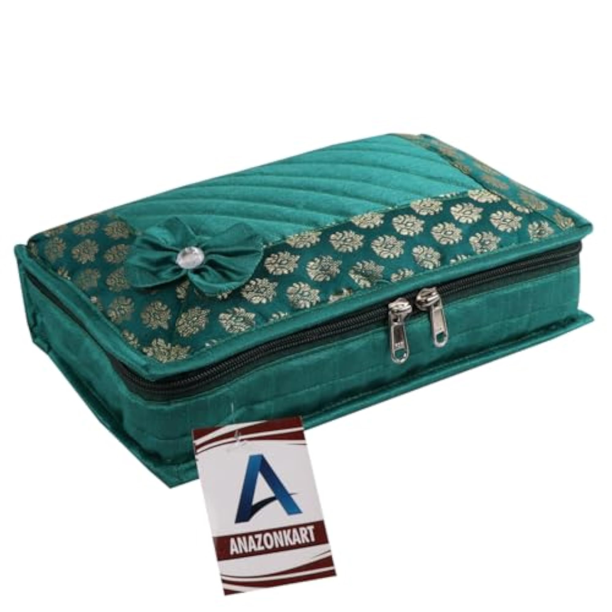 Designer Quilted Jewellery Box with Zipper Closure