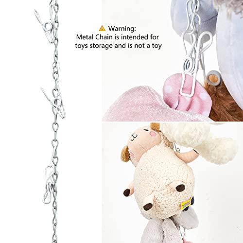 Mkono Stuffed Animal Storage Chain Metal Kids Toy Organizer Hanger With 20 Clips For Stuffed Animals Simple Toys Display Holder Stuff Animal Hanger For Nursery Play Room Kid Room, 1 Piece #TOP3