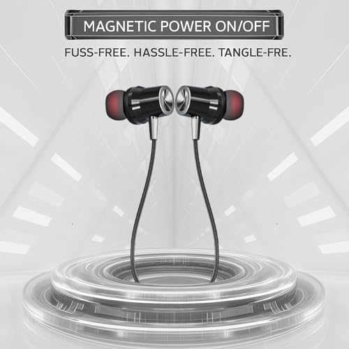 Image of inear DJ M7 Neckband Bluetooth Earphones | Upto 50H Playtime | Magnetic On /Off, ENC for Clear Calls | Water & Dust Resistant, Deep Bass | Fast Charging, Wireless Earphones for Music & Calls | Black