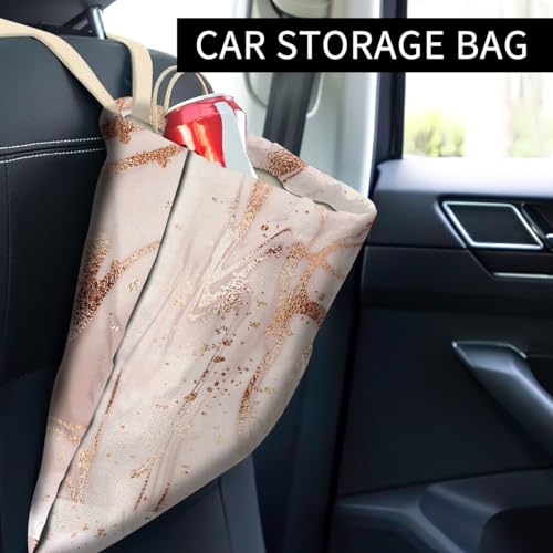 Image of Car Trash Can, Cute Car Organizer, Luxury Champagne Marble