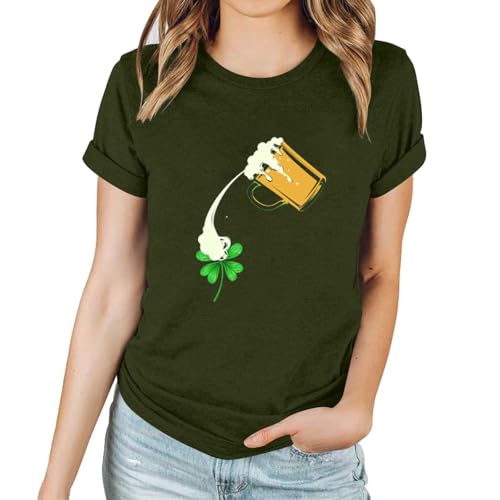 Short Sleeve Shirt for Women UK Clearance, ST Patrick's Day T Shirt Cartoon Cute Graphic Tees Womens Tops Summer Casual Loose Tee T-Shirt Today's Deals Sports T Shirts Women's Activewear Shirts & Tees