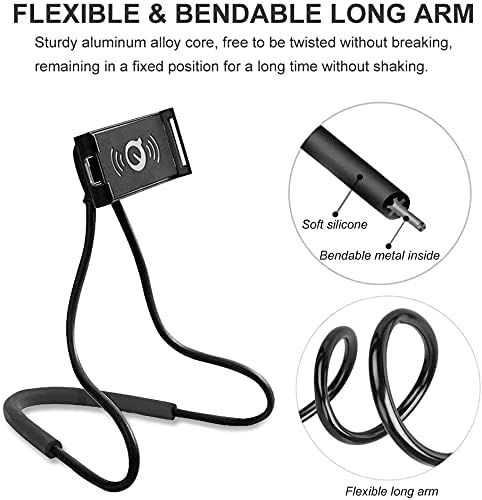 ANGGO Cellphone Holder Lazy Neck Phone Holder LZ01 Universal Cell Phone Lazy Stand Holder for iPhone Samsung HTC (Black)