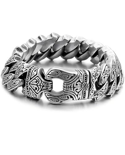 Italian Real Men Heavy S925 Sterling Silver Bracelets, Unique Luxury Vintage Style Men's Silver Bracelet, Chunk Chain Bracelets Nice Gift for My Man, Son, Boyfriend, Dad