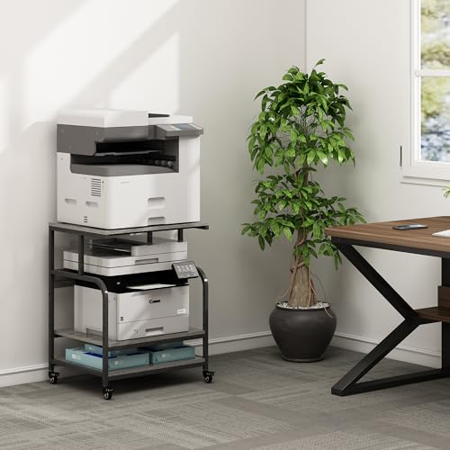 Image of Fannova Gray Printer Stand, 23.6 inchx18.9 inch Large Printer Table with Storage