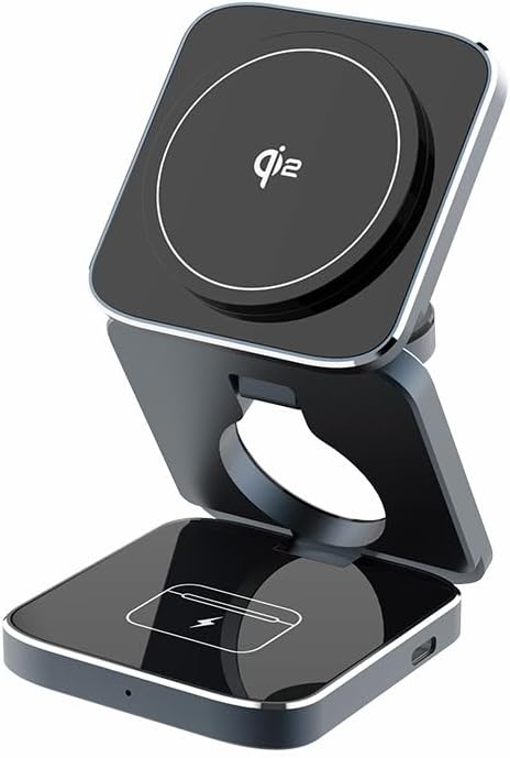QI2 Certification Aluminum Alloy Three in one Suitable for Apple Magsafe Magnetic Wireless Charging and Folding Stand Suitable for iPhone 16 iphone15 pro max Ultra2 S9 AirPods Pro