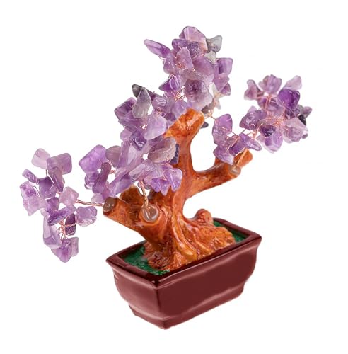 Arbol de la Vida Piedras Naturales 100% Genuinas Arbol de la Vida Decoracion Cristales Curativos Cirstales Terapias Yoga (Amatista, 20 cm Mediano)