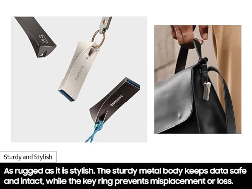 Image of Samsung BAR Plus USB 3.2 Flash Drive, 512GB USB Standard Type-A, Speeds Up to 400MB /s, Portable Storage Memory Stick, Durable Thumb Drive Compatible with USB 3.0 /2.0, MUF-512BE3 /AM, Champagne Silver