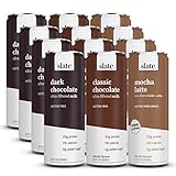 Slate Milk - High Protein Shake, Variety Pack, Classic Chocolate, Dark Chocolate, Mocha Latte, 20g...