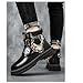 Vintage Streetwear Men Synthetic Leather Waterproof Fashion Work Boots for Outdoor Walking Casual Daily Wear Lightweight Non Slip PVC Sole with Unique Bear Print Jacquard Design (Black,10.5)