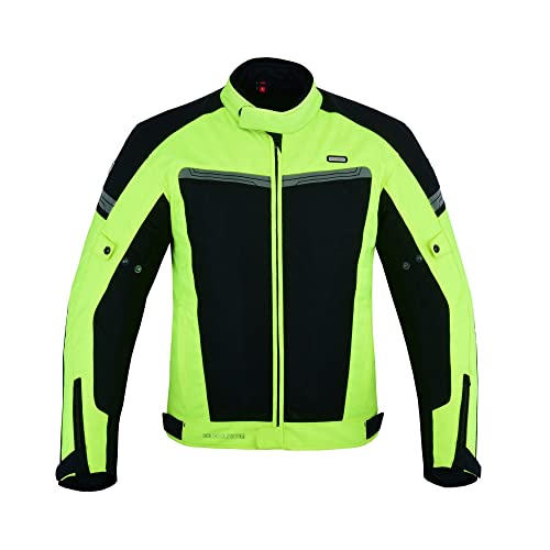 Chaqueta de moto para hombre de Blackwild, con protectores, malla Air Cool para hombre, con forro de malla transpirable y costuras de seguridad, chaqueta de moto con membrana desmontable, amarillo, XL Cover