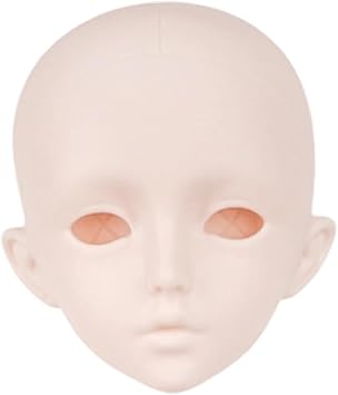 1/3 BJD Doll Head for 60cm Dolls, White Skin Face Ups, DIY Makeup Practice Accessory, PVC PP Body Part, for Collectors