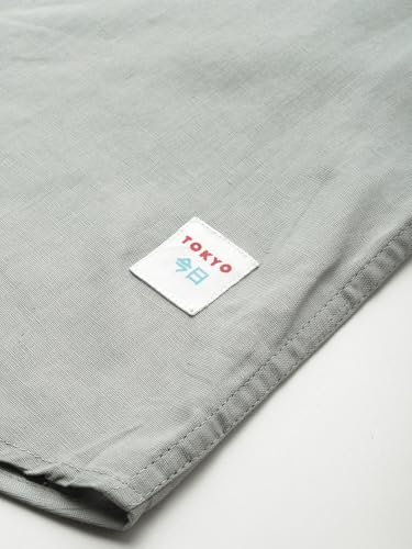Image of Thomas Scott Men's Solid Cotton Linen Casual Shirt | Full Sleeve | Regular Fit | Mandarin Collar