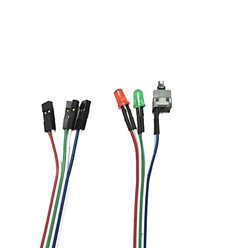 Image of Slim ATX PC Computer Motherboard Power On Off Reset Push Button Switch Cable with LED Light (50 cm)