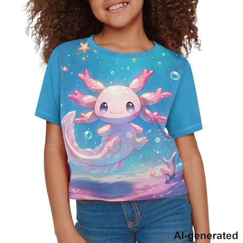 Image of Cute Crop Tops for Girls Short Sleeve Summer T Shirts Fashion Graphic Tees Crew Neck Pullover Tee 5-14 Years