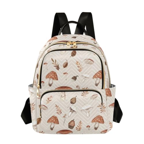 Petit sac à dos champignon crème femme compact avec système antivol caché