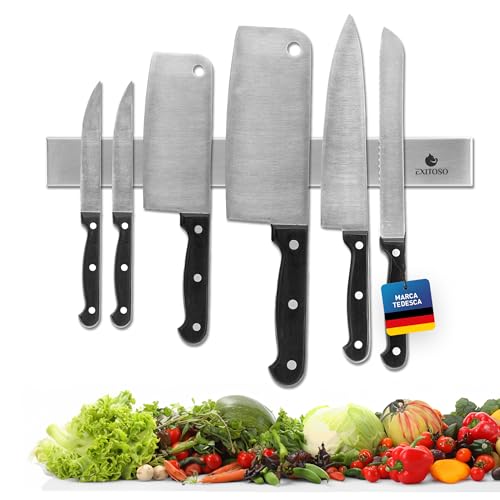 Exitoso Coltello a Striscia Magnetica in Acciaio Inox Autoadesivo - Incollaggio e Foratura Con Nastro Adesivo 3M - Portacoltello Magnetico Striscia per Coltello