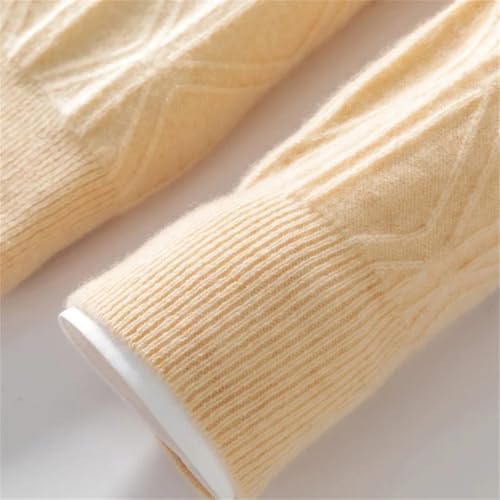 Men Winter Knitted 100% Wool Pullover Neck Thick Style Long Sleeves Base Sweater3