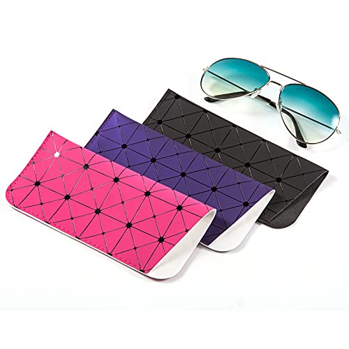 Image of TRIUMPH VISION 3 Pack Reading Glasses Pouch Soft Case Eyeglass Sleeve Slim | Alternative to Bulky Case in bag, Lightweight Lined Padded Protect Optical lens Slip in, Cute Pattern Portable for Daily Use