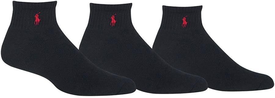 Polo Ralph Lauren Mens 3PK Seamless Toe Quarter Socks Black 10-13