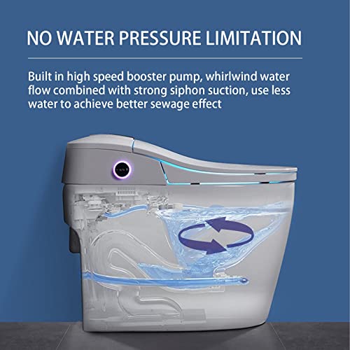 Smart Toilet, One Piece Toilet With Heated Seat, Modern Smart Bidet Toilet With Auto Flush, Auto Open/Close, Warm Water And Dry, Multi Function Remote Control (G) #TOP7