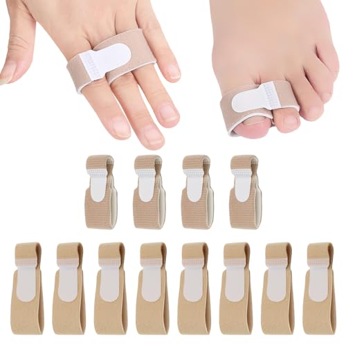 VEGCOO 12PCS Bandages pour Orteils, Redresseur D'orteil, Orteils Attelle, Attelles D'orteils pour Chevauchement des Orteils, Pinces Cassées, Chevauchantes, Courbées