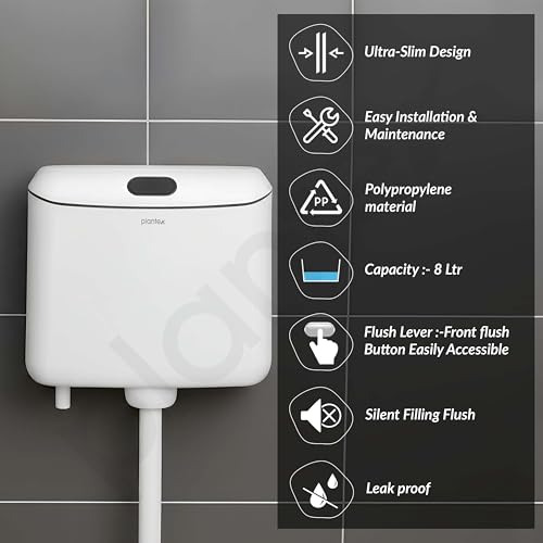 Image of Plantex Single Flushing Cistern for Bathroom /Flush Tank for Toilet with 8 Ltr Water Capacity /Polypropylene Toilet Flush Tank - Pack of 1 (White)