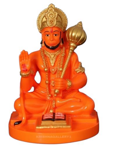 Image of KRISHNAGALLERY1 Polyresin Orange Hanuman Bala ji Bajrangbali Murti Statue Idol for Home Pooja Office Decor Idol 4 Inches