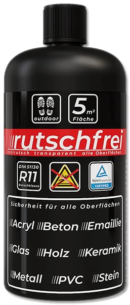 rutschfrei strong - transparente Antirutschbeschichtung für den Schuhbereich - Rutschschutz für Garage, Einfahrt, Fliese, Treppe, Holz, Terrasse und alle Oberflächen im Innen- und Außenbereich
