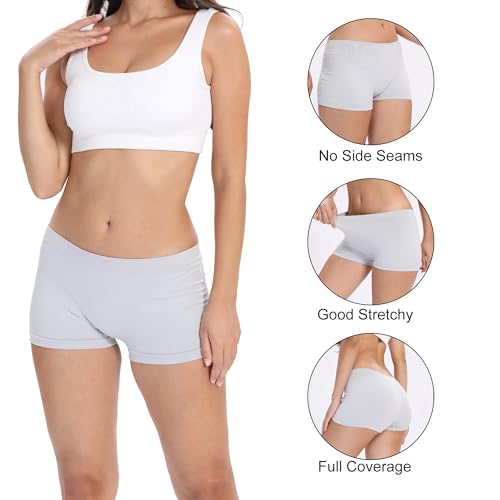 Image of LALESTE Women's Boyshort Underwear Full Coverage Seamless Panties Soft Stretch Boxer Briefs 5 Packs