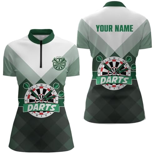 Women's Green Gradient Geometric Pattern Darts Quarter Zip Jersey Stylish Athletic Top for Activeweary C20