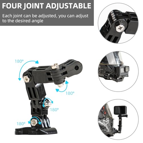 Image of Helmet Jaw Swivel Arm Mount and Adhesive Mounts - 2pcs Curved and 2pcs Flat Mounts with 10 Pack Sticky Pads for GoPro Hero 6 5 Black,4 Session,4 Silver,3+,SJ6000,YI,LD6000 and More