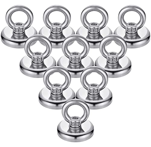 FINDMAG 10 Pack Magnetic Hooks, 40 LBS Magnetic Hooks Heavy Duty, Super Strong Neodymium Magnet Hooks with Countersunk Hole Eyebolt, Magnet with Hooks for Home Kitchen Workplace Office and Garage