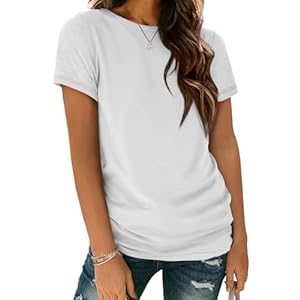 ATHMILE Womens T Shirt Summer Tops Short Sleeve Fashion Basic Casual Oversized Beach Vacation Clothes 2025 Trendy