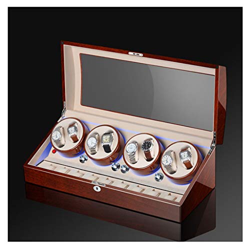 Preisvergleich Produktbild QLL Uhrenbeweger Luxuriöser Automatischer Uhrenwender Uhrenvitrine Mit LED-Beleuchtung für 17 Uhren (Color : Brown+Natural (8+9))