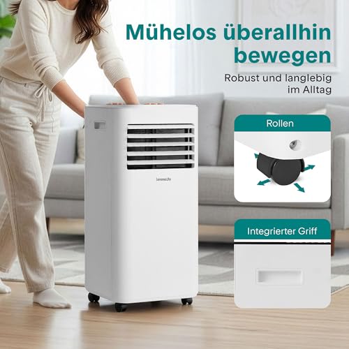 SereneLife Weiß Mobiles Klimagerät 9000 BTU 2, 0kW für 28 m²- Air Conditioner mit Abluftschlauch, 3- in- 1 mit Entfeuchter und Ventilator, Leise 54 dB, inkl. Fensterkit und Fernbedienung-5