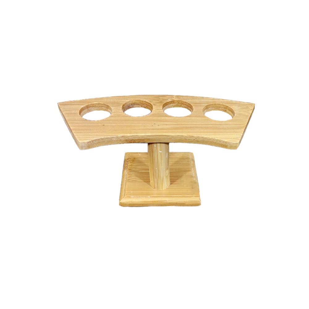 Food Display Stand, 4 Holes Bamboo Ice Cream Cone Holder Sushi Stand for Kitchen Dining Decor