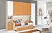 Dafne Italian Design Cameretta Completa a Ponte - Effetto Betulla, Bianco, Mandarino (Doppio Letto Singolo e Armadio) (cm. 300 x 96 x 259h)