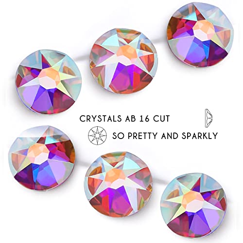Image of Rhinestones 16 Cut Non Hotfix Flatback Rhinestones for Crafts Glass Nail rhinestones Nail Gems Crystals Rhinestones for Makeup Bags Shoes Decoration DIY(SS8,1440pcs,Crystal AB)