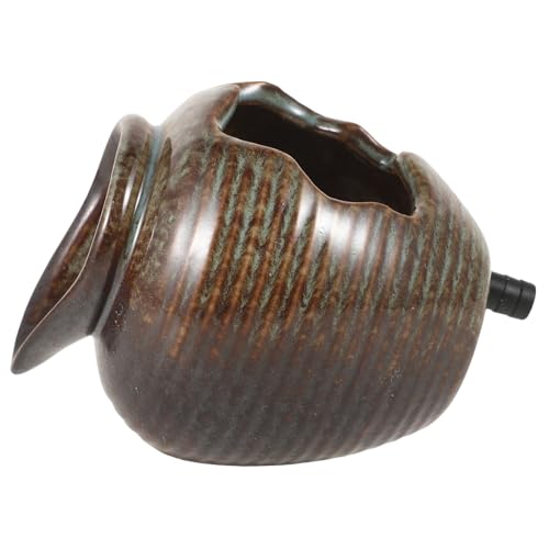 BESPORTBLE Fuente De Agua De Cerámica Pequeña Para Patio Exterior, Decoración Jardín Japonés, Frasco Abierto Filtro De Circulación Para Peces, Diseño Compacto Para Fuentes Al Aire Libre