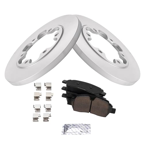 Image of TRQ Rear Brake Pad and Rotor Set Ceramic G Coated Rotors Compatible with 2015-2019 Ford Transit-350 HD