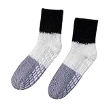 rtdgcv Dicke Socken Damen Frauen Herbst und Winter Ccasual CFarbe passende warme dicke Korallenfleece Socken Strümpfe Netzstrümpfe Schwarz Warme Socken von Korallenrotem Fleece (B, One Size)