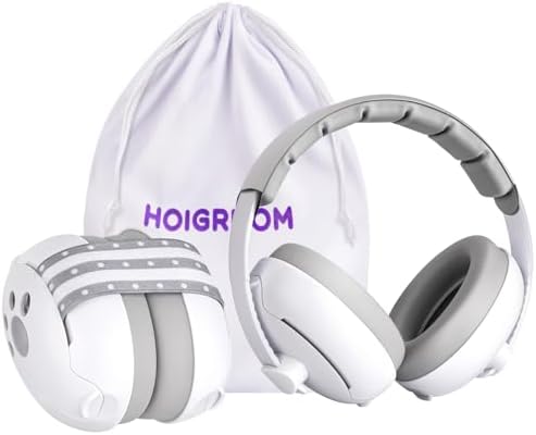 Baby Headphones for Noise, 2-in-1 Baby Ear Muffs Noise Protection for Ages 0-48 Months with Adjustable Headband Infant, Baby Hearing Protection Earmuffs for Outdoor, Sleep, Airplane & Music Festivals