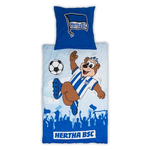 Hertha BSC Berlin Bettwäsche ** Herthinho ** in 135 x 200 cm und 80 x 80 cm, Baumwolle, Reißverschluss