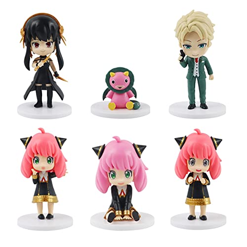 Hitburu 6 unids/Set Spys X Family Figure Anya Yor Loid Juguetes de PVC Que Incluyen Chimera Lion, Anya, Lloyd, Yor Fogger Anime Modelo Estatua Cover