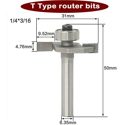Frässtift T-Nut-Fräser – 1/4" Schaft, Aus Hartmetall, Für Holz & Platten, Anti-Rückschlag-Design, 1 Stück